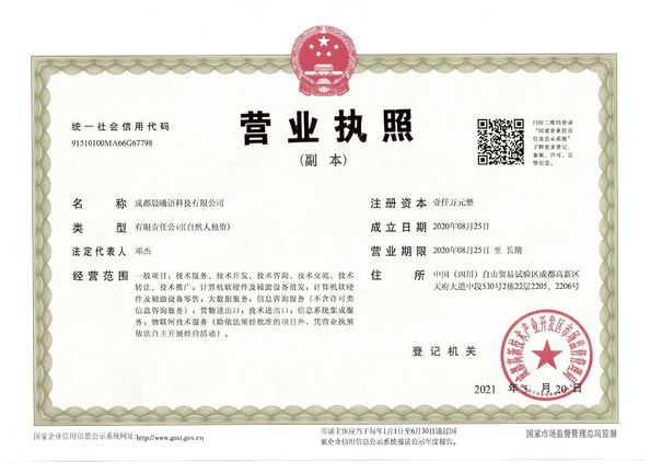 China Chengdu Chenxiyu Technology Co., Ltd., zertifizierungen
